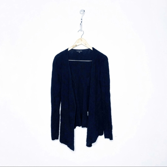 Eileen Fisher Textured open front cardigan Black Boxy woven knit Womens S Small - Picture 1 of 7